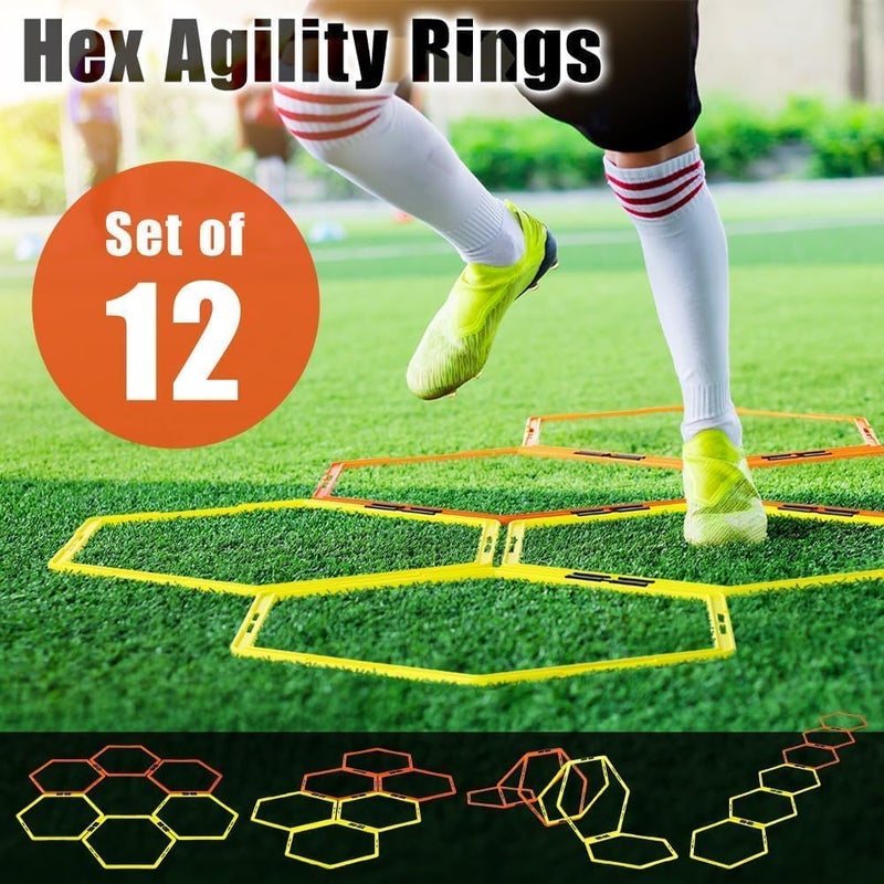 Japard Hex Agility Rings for Speed Training & Agility Footwork Training Speed Hurdles Ladder with Carrying Bag - Image 2